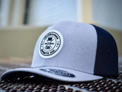 Headbanger Exclusive Flexfit Snapback Hat: Silver With White Circle Badge
