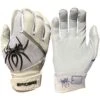 2023 Spiderz Pro Model Batting Gloves: White/Black/Silver