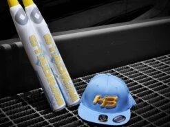 Headbanger Sports I8503 Cap America Flexfit Perforated Performance Hat: Powder Blue & Yellow -EASTON Shop CAROLINA HAT