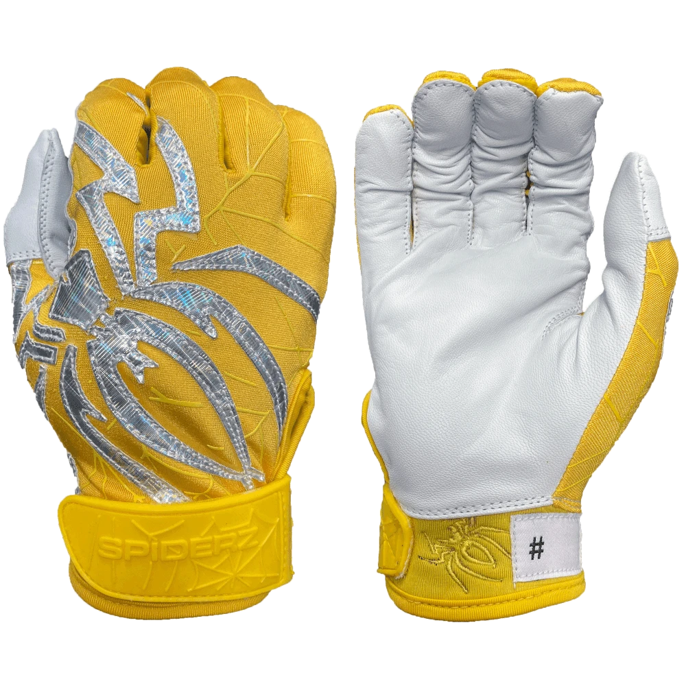 2022 Spiderz PRIZM Batting Gloves: Yellow/Silver 1 2022 Spiderz PRIZM Batting Gloves: Yellow/Silver