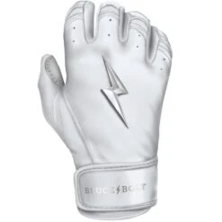Bruce Bolt PREMIUM PRO Chrome Series Short Cuff Batting Gloves: White -EASTON Shop SC CHRW RIGHT