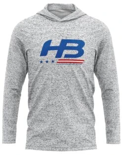 Headbanger Sports Exclusive Ultra Lightweight Long Sleeve Hoodies: Stars & Bars -EASTON Shop WhiteHeather