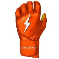 Bruce Bolt PREMIUM PRO Long Cuff Batting Gloves: Orange -EASTON Shop premium pro long cuff batting gloves orange brucebolt 129041